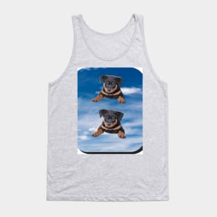 puppies on the blue rectangular background Tank Top